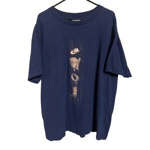 Vintage Northern Reflections T-Shirt‎ Women's XL Navy Cowboy Theme